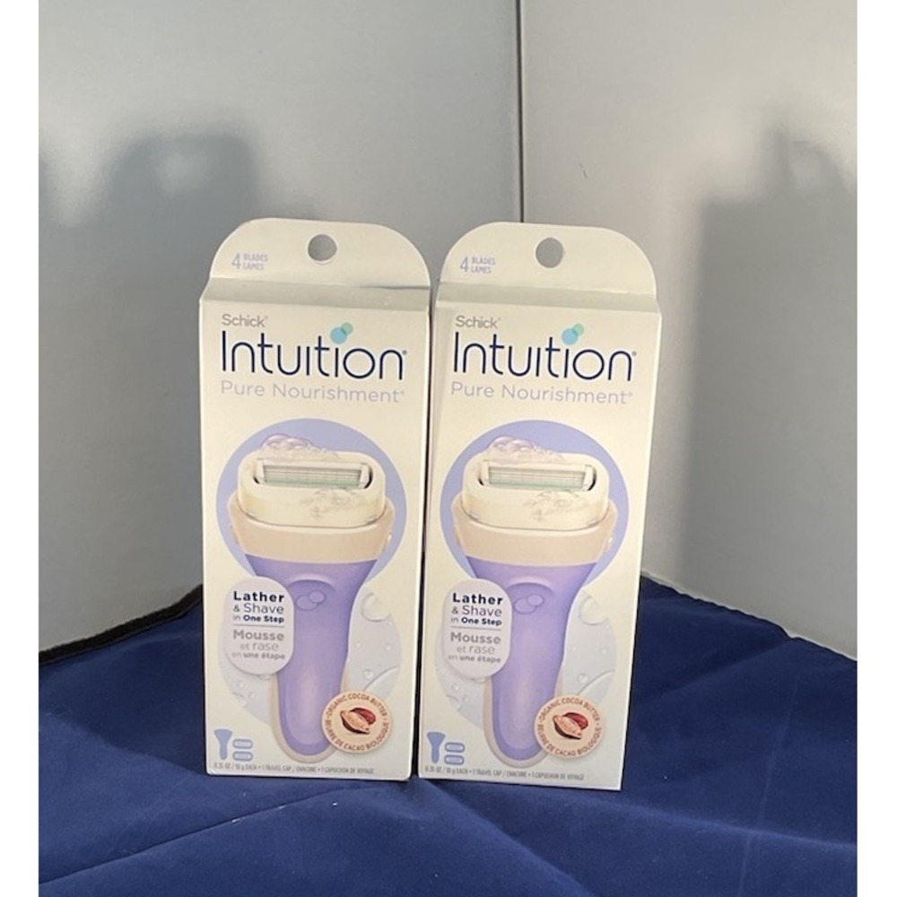 (2) Schick Intuition Women's Razor Pure Nourishment Handle & 2 Refills Each